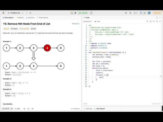 Remove Nth Node from End of Linked List | JavaScript LeetCode Solution Explained