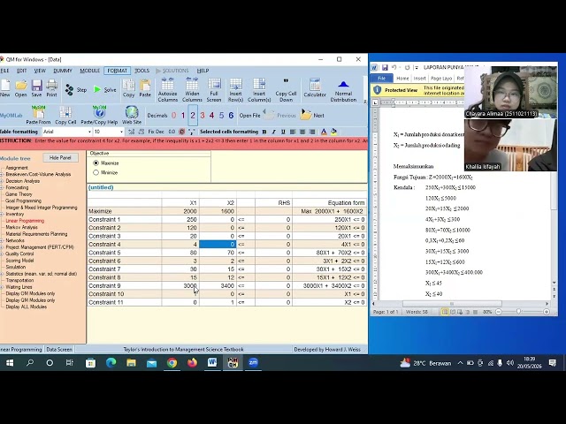 Programasi Linear Metode Simplex Menggunakan POM-QM