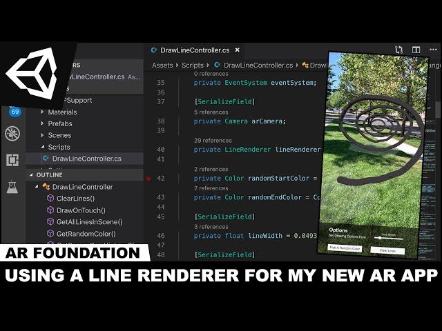 AR Foundation with Unity3d - Working on a new AR Application that heavily uses a Line Renderer