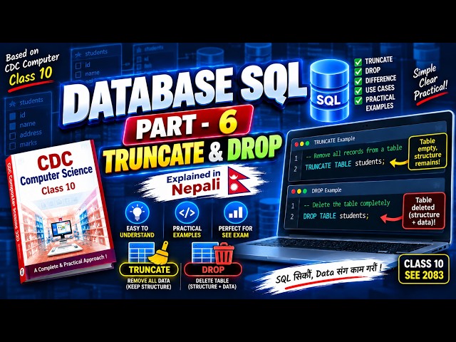 Truncate and Drop command in SQL | Class 10 computer | DBMS