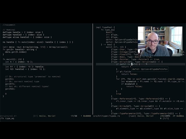 Mixing structural and nominal types in a programming language