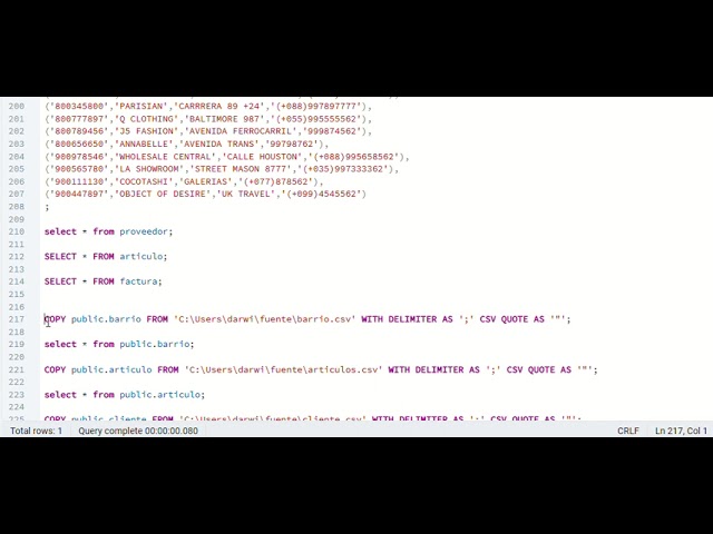 sql ,triggers y poblar tablas