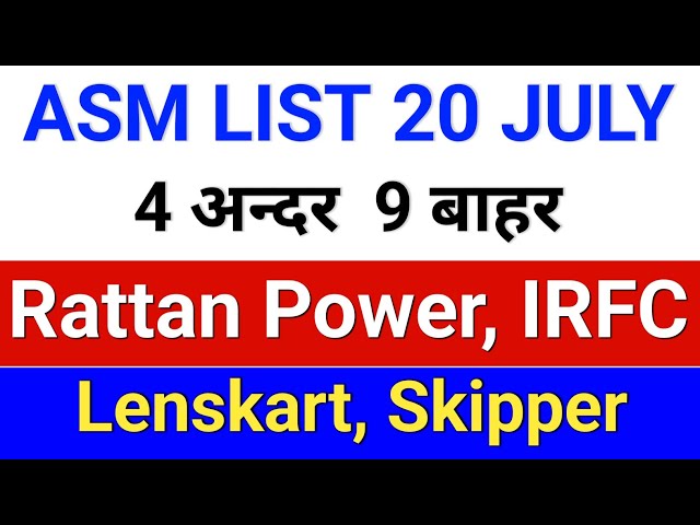 ASM List Update. IRFC Share News, RattanIndia Power. Lenskart Solutions. Skipper Share, 