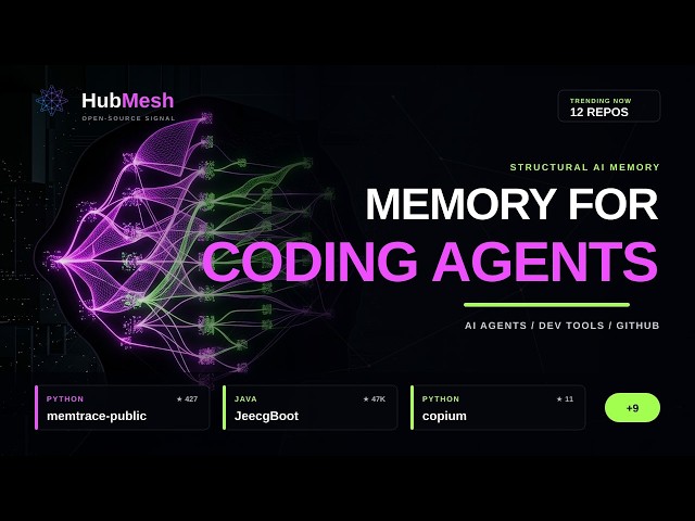 12 AI Agent Tools Trending on GitHub: memtrace-public, JeecgBoot, copium, unstract & 8 more