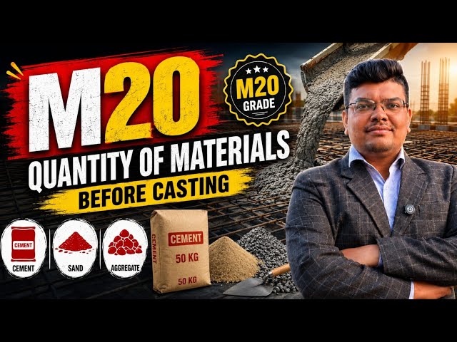 M20 Concrete Material Calculation | Cement, Sand & Aggregate Quantity for Slab & Column #civil