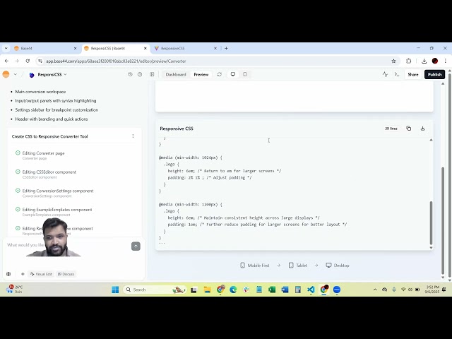 Responsive CSS Tool using base44