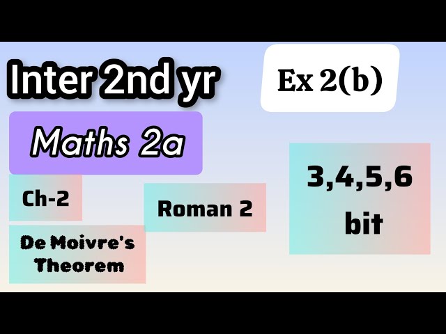 Inter 2nd year Maths |De Moivre's Theorem| class 12 maths ch -2 | Class 12 maths 2A- ch 2-ex 2(b)