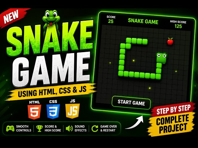 Build Snake Game Using HTML, CSS & JavaScript | Full Project with Source Code | Beginner Friendly