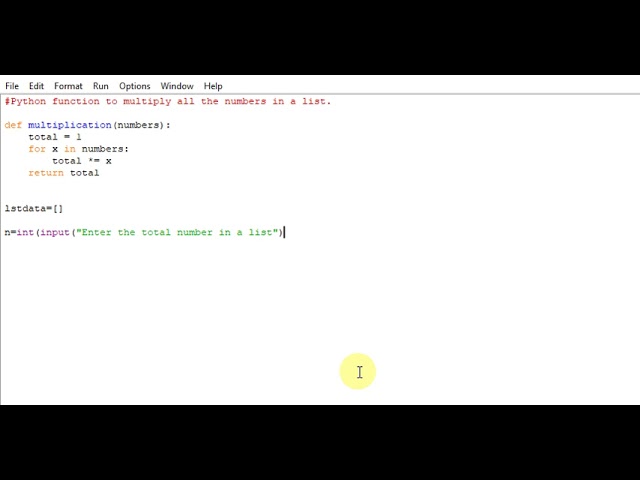 Python function to multiply all the numbers in a list.