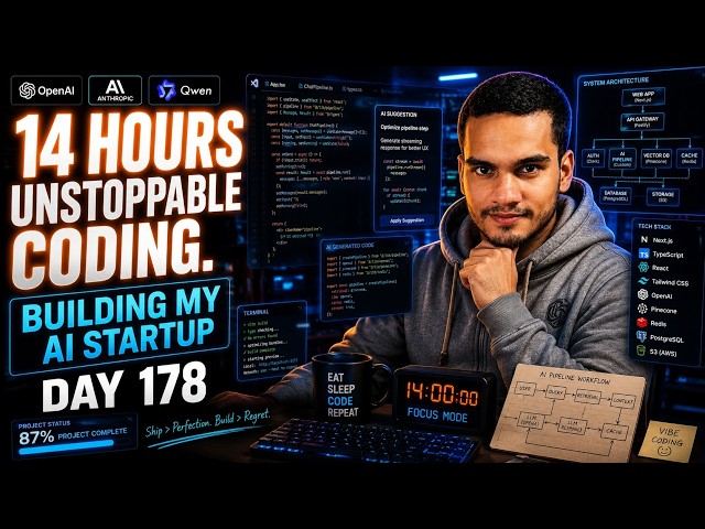 Day 178:S1 |  Building My AI Startup LIVE | 14-Hour Coding Marathon 🚀