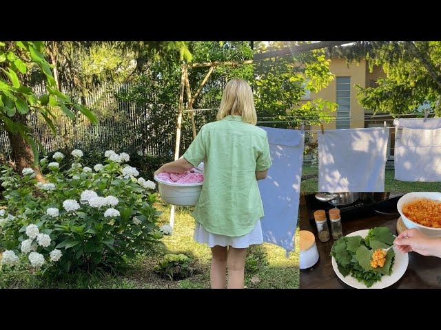 Village life! Cooking Greek dolmades. DIY side table: transforming a concrete ring! ✨