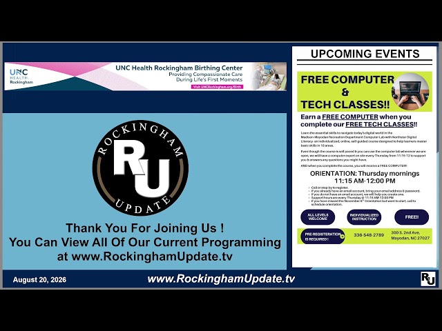 Your Daily Broadcast is Live! | Brought to You by UNC Health Rockingham | Watch 24/7 – www.Rocking