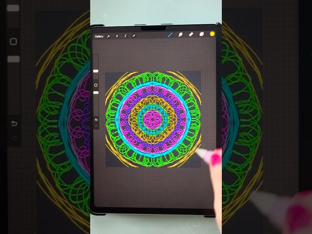 Procreate Drawing Colorful Mandala Flower #shorts  #ipaddrawing #procreatedrawings #procreateart