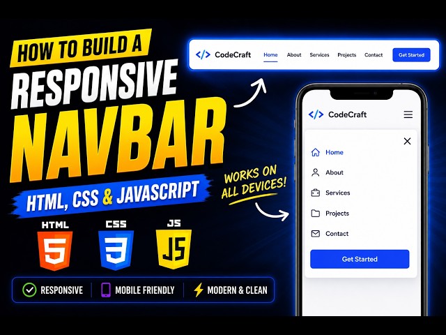 Build a Responsive Navbar with HTML, CSS & JavaScript