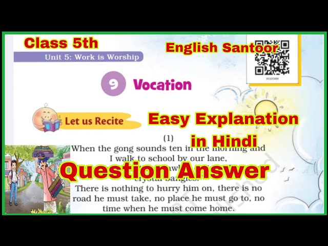 | Vocation | Class 5th English Santoor New NCERT Book Chapter 9 Question Answer Explanation in Hindi