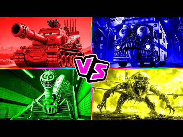 McQueen Tank 🆚 Mutated Monster 🆚 Thomas Train 🆚 INFECTED SKY 🎶 Tiles Hop EDM Rush