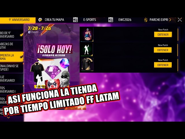 Cómo Reclama Gr4tis el Paquete aerostar en free fire tienda x Tiempo limitado CAMISETA EWC2026 LYON