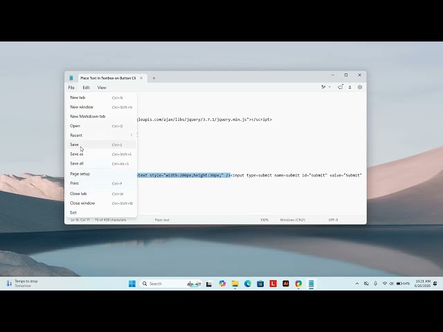 Place Text in Textbox on Button Click using jQuery
