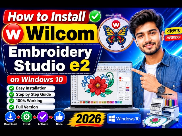 🚀 How to Install Wilcom Embroidery Studio e2 on Windows 10 (2026) | English + বাংলা