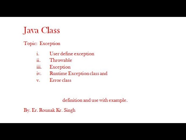 Java - Exception(class 4)  User Define Exception | Throwable | Exception | Error | Runtime