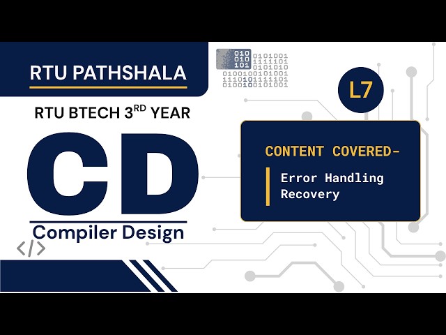 Compiler Design Unit 2 | Compiler Design Unit 1 | Error Handling & Recovery | RTU B.Tech 3rd Year