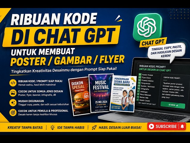🔥 RIBUAN KODE PROMPT CHATGPT untuk Membuat POSTER, GAMBAR & FLYER Profesional! 🎨🤖