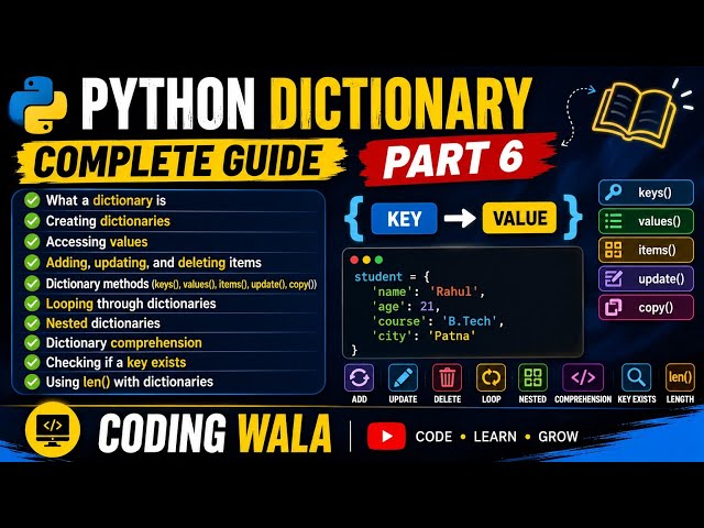Python Dictionary Tutorial Part 6 | Nested Dictionary Comprehension, Keys, len() & Methods Explained