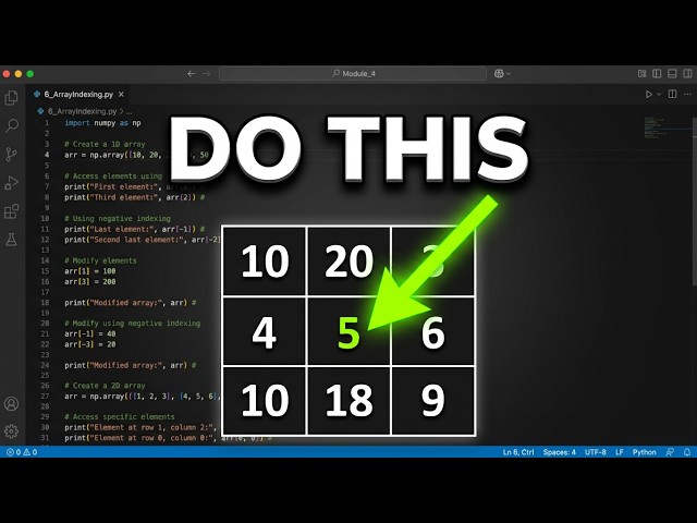 NumPy Array Indexing Explained | Access Elements, Rows & Columns | Lec 43