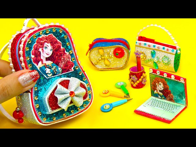 10 DIY Miniature Merida School Supplies ~ Backpack, Notebook, Pencil Case