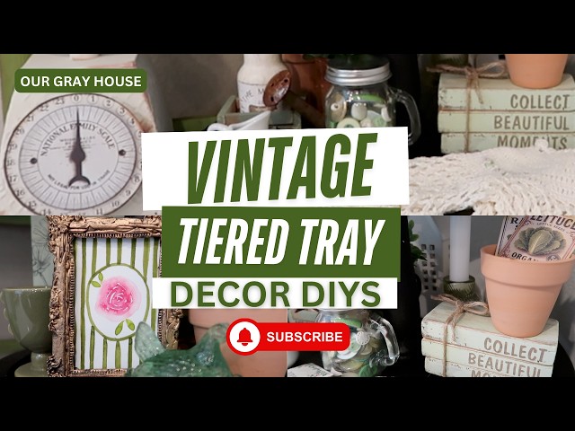 DIY Vintage Tiered Tray Decor | Faux Antique Cottagecore Decorating Ideas