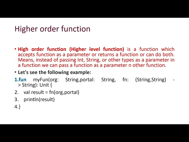 Lambda Expression and High Order Functions ,Inline Functions