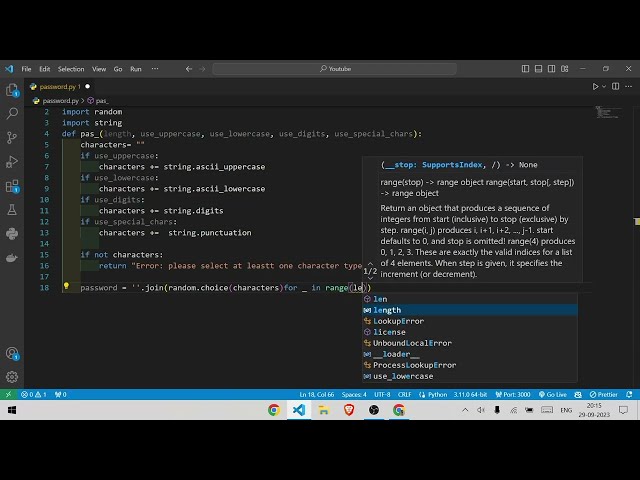Password generator using python