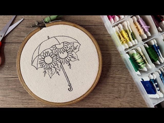 Floral umbrella embroidery tutorial || Embroidery for Beginners - Let’s Explore 