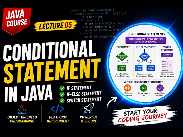 🚀 Java Course for Beginners Lecture 05 | Conditional Statements in Java