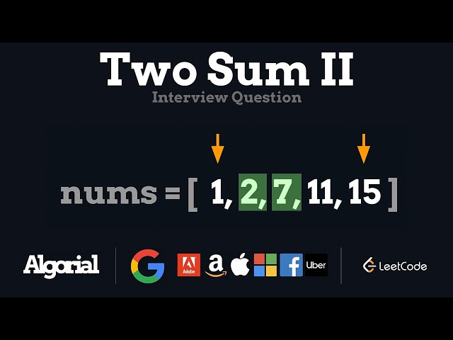 Two Sum II - leetcode 167 - Two pointers Solution