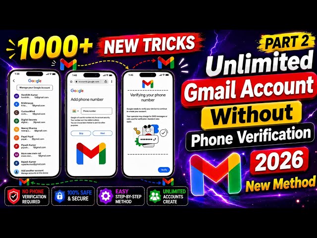 How to Create 1000+ Unlimited Gmail Accounts | Unlimited Gmail Accounts Without Phone Verificatio...