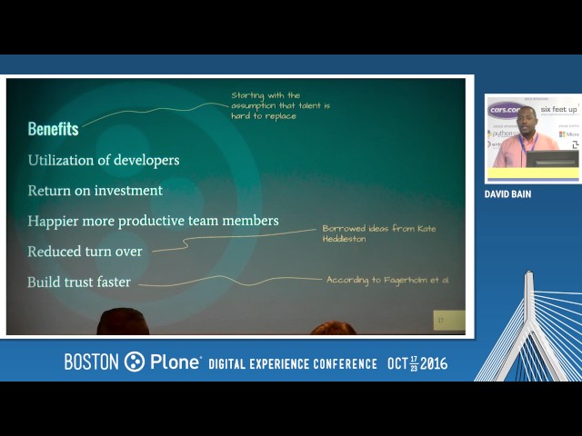 Day 1: From Zero to Plone: Towards Faster Developer Onboarding, by David Bain