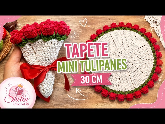 Mini Tulip Bouquet Crochet Mat 🌷 Step-by-Step Tutorial | 30 cm