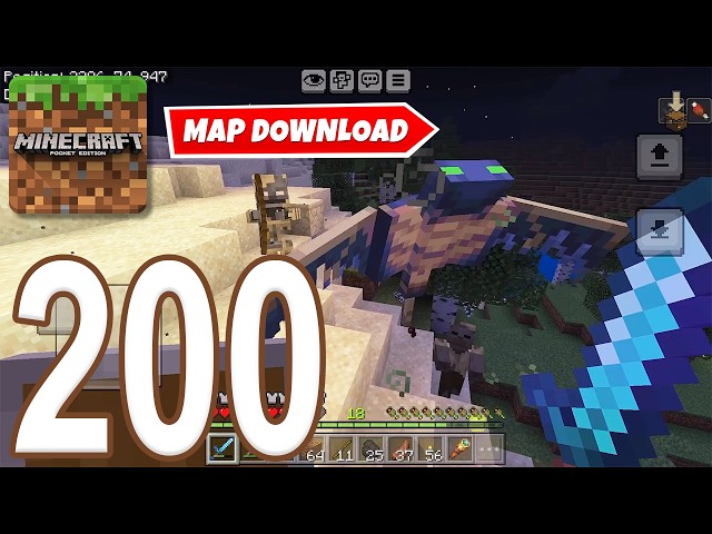 Minecraft Pocket Survival - Gameplay Walkthrough Part 200 - Map Download Survival (iOS, Android)