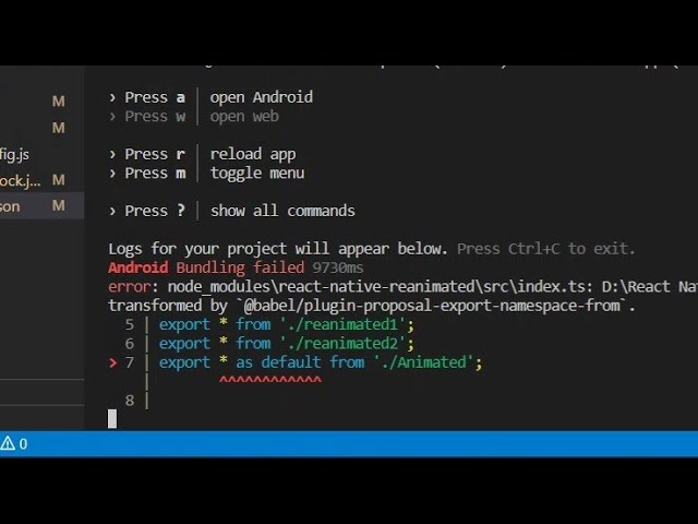 React Native Tutorial - How To Fix Export namespace should be first transformed by `@babel-plugin