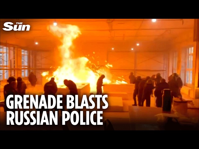 Moment grenade EXPLODES inside Russian police training centre in fatal error
