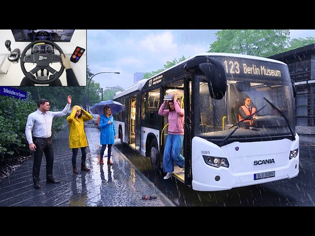 The Bus - Driving Through Berlin in Heavy Rain | Realistic Bus Sim | Steering Wheel Gameplay