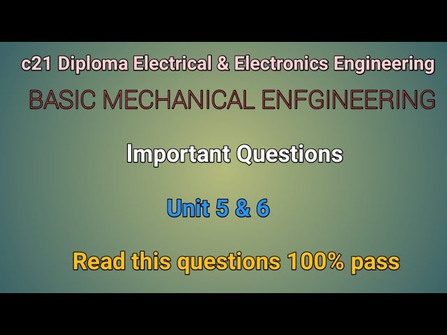 Basic Mechanical Engineering Important questions