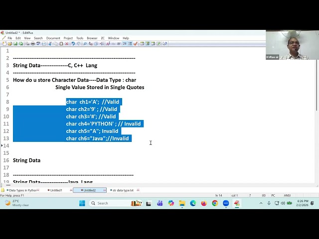 21  3 2 1 str     Single line str & Multiline str, Memory management of str