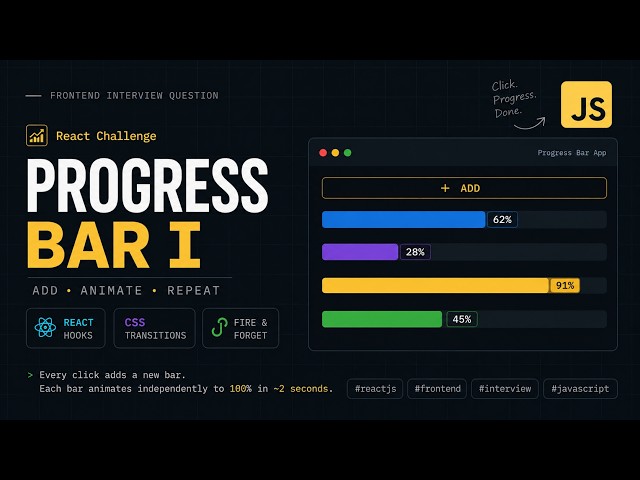 Progress Bar in React | Frontend Interview Question | React Hooks + CSS | Progress Bar 1