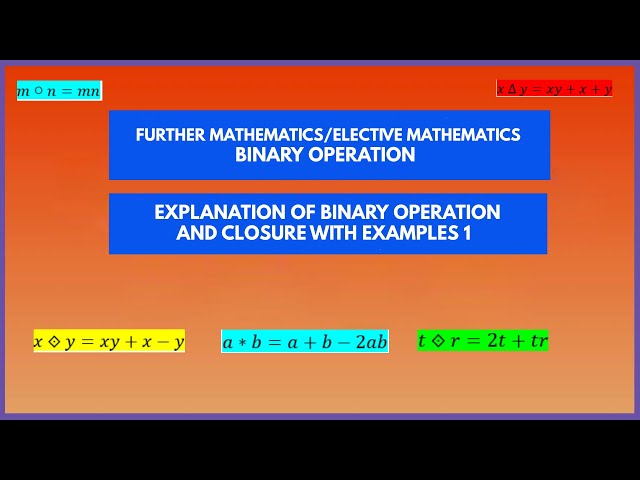 Explanation of Binary Operation and Closure with examples 1