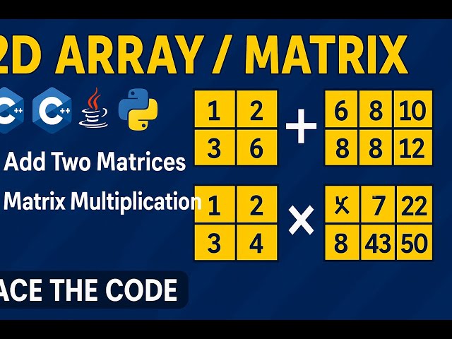 2D Arrays & Matrices Explained | Add & Multiply Matrices in C, C++, Java & Python 🚀