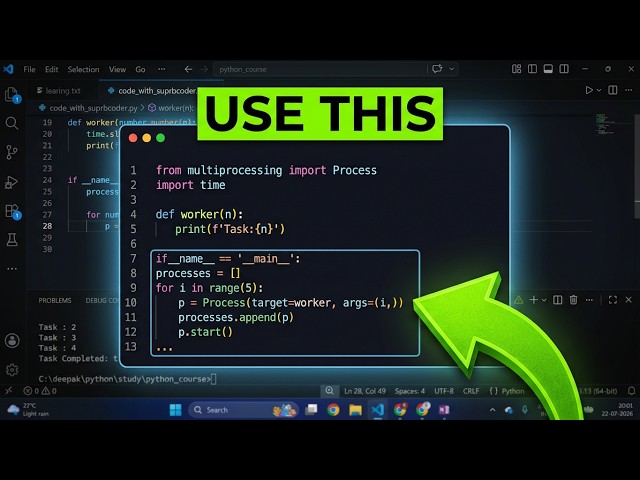 Python Multiprocessing Explained  Why & When to Use It? Multiprocessing vs Multithreading beginners