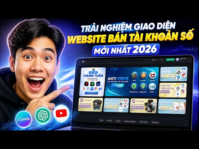 Trải nghiệm giao diện website bán tài khoản số mới nhất 2026 | ShopKey