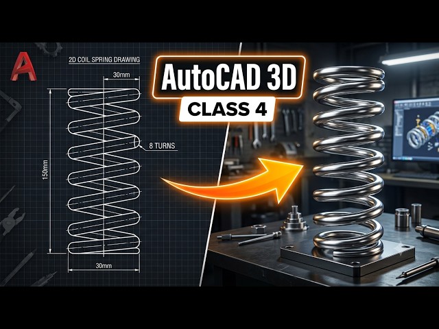 How to Create a 3D Spring in AutoCAD? Only 2 Commands!